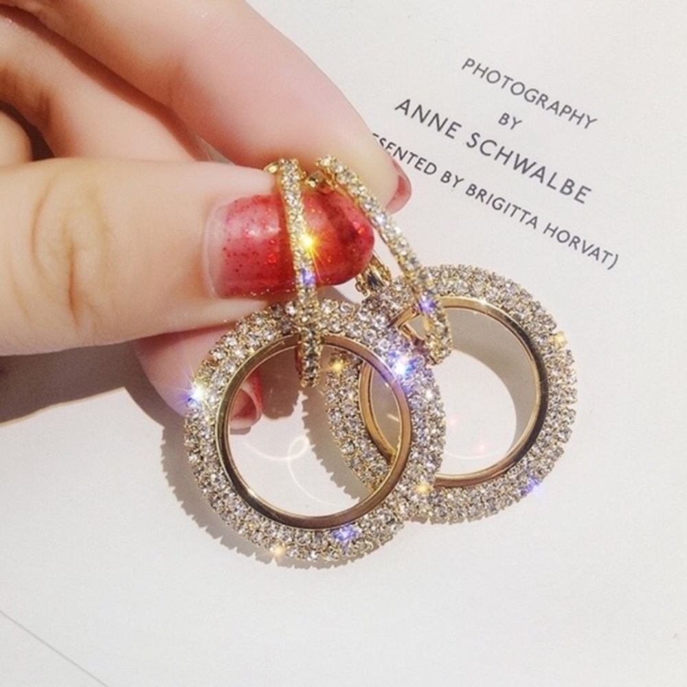 Gorgeous Pave Double dangle mini hoop convertible - Picture 1 of 2